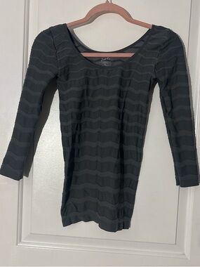 Grey Textured Scoop Neck Top